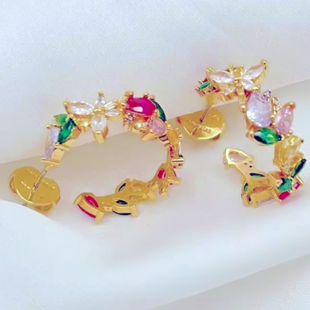 KATE SPADE NEW YORK ♠️ GREENHOUSE FLORAL HOOP EARRINGS 💐🌸🌷🌻 - Picture 6 of 9